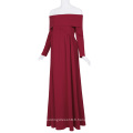 Kate Kasin Sexy Womens Maternité Long Sleeve Off Shoulder Robe Long Maxi Robe Maternité Rouge Vin KK000677-1